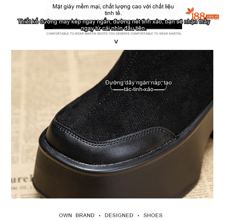 Boot Martin Nữ Da Mờ Đế Dày Chiều Cao Đế 3.5cm Màu Đen chi tiết 8