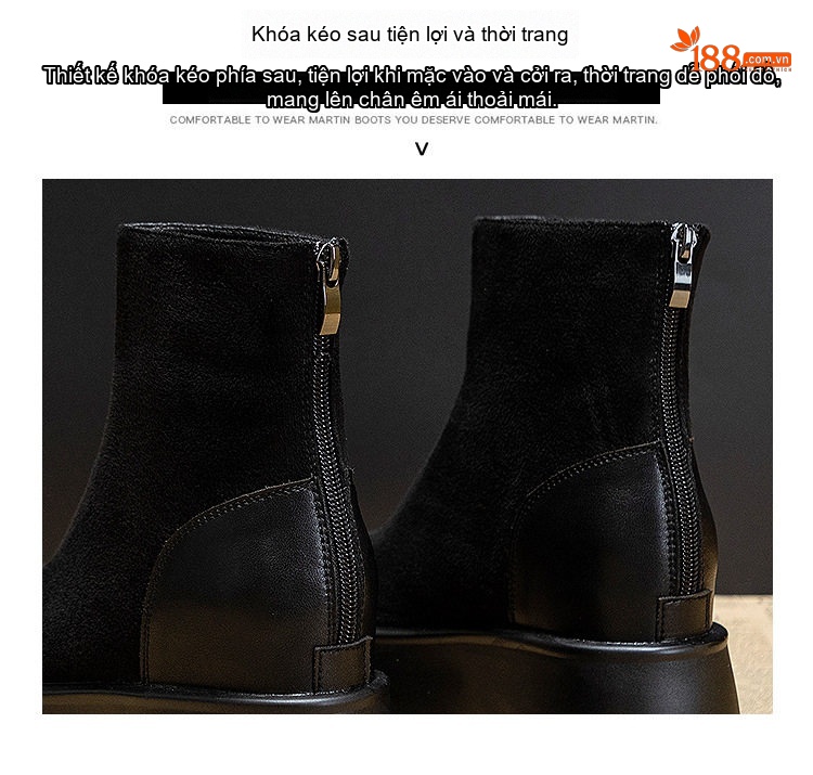 Boot Martin Nữ Da Mờ Đế Dày Chiều Cao Đế 3.5cm Màu Đen chi tiết 9