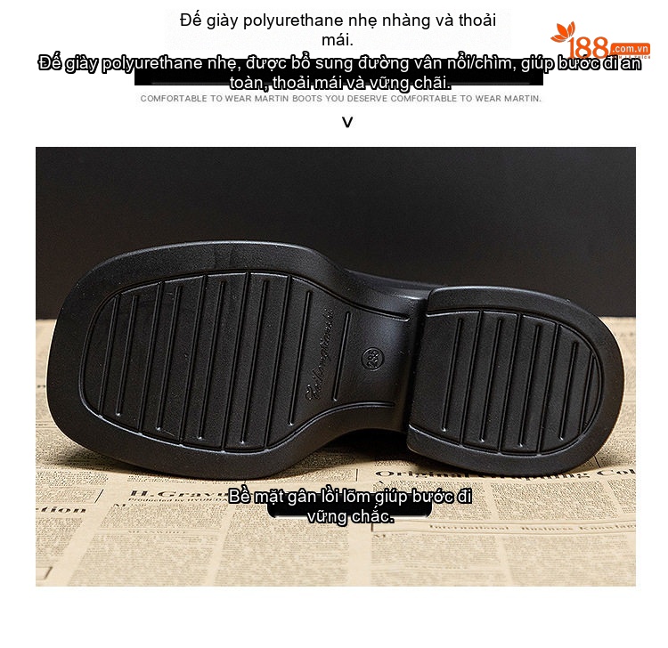 Boot Martin Nữ Da Mờ Đế Dày Chiều Cao Đế 3.5cm Màu Đen chi tiết 10