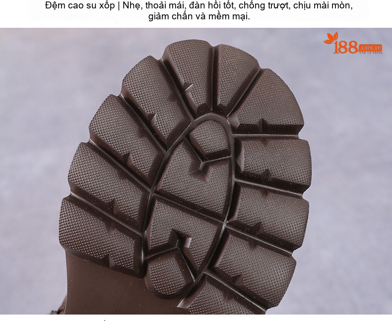 Boot Martin Nữ Da Thật Đế Dày Chiều Cao Đế Khoảng 6cm Màu Nâu, Đen chi tiết 7