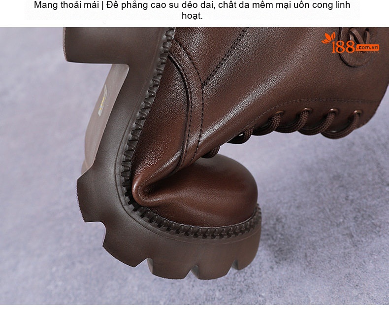 Boot Martin Nữ Da Thật Đế Dày Chiều Cao Đế Khoảng 6cm Màu Nâu, Đen chi tiết 8