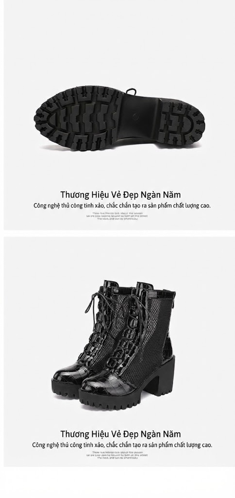 Boot Martin Nữ Da Thật Lưới Chiều Cao Đế Khoảng 7cm Màu Đen chi tiết 14