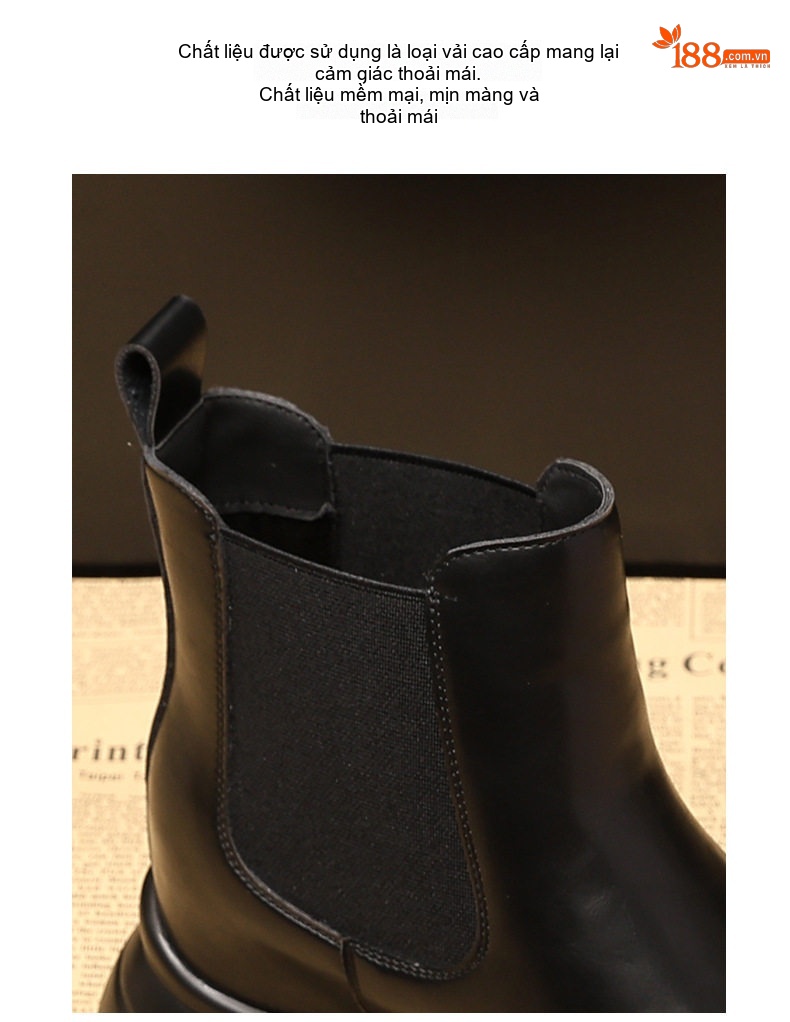 Boot Martin Nữ Đế Dày Tăng Chiều Cao 9cm Da Bóng Màu Đen chi tiết 7