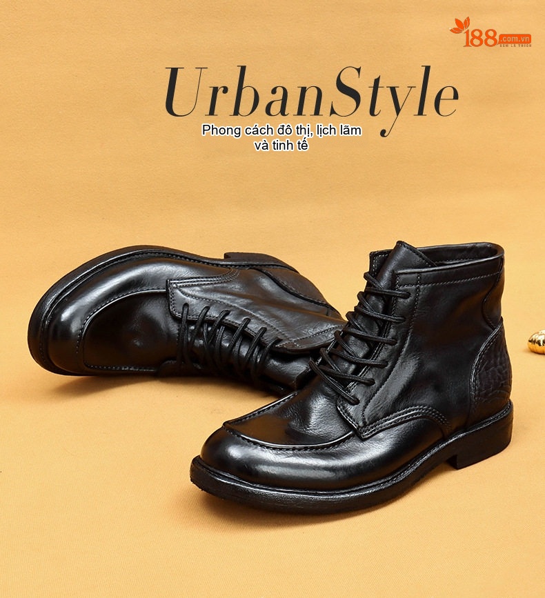 Boot Nam Da Thật Cổ Cao Goodyear Water Wash Chiều Cao Đế Khoảng 3cm Màu Đen, Nâu chi tiết 2