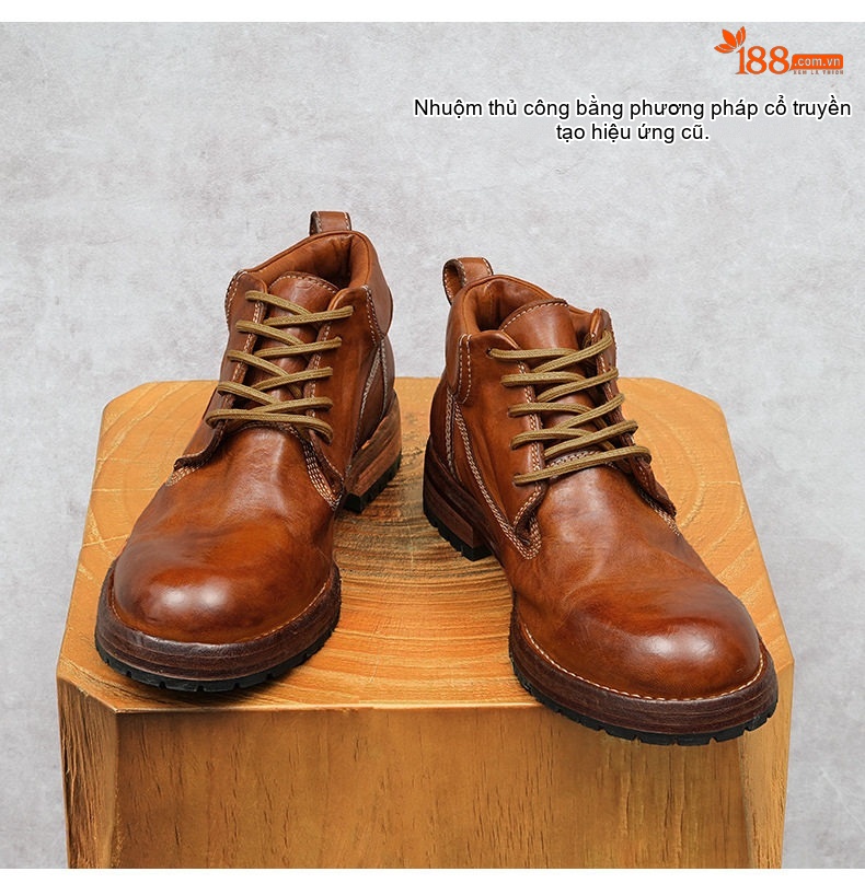 Boot Nam Da Thật Goodyear Cổ Lửng Chiều Cao Đế Khoảng 3cm Màu Nâu Đậm, Đen chi tiết 16