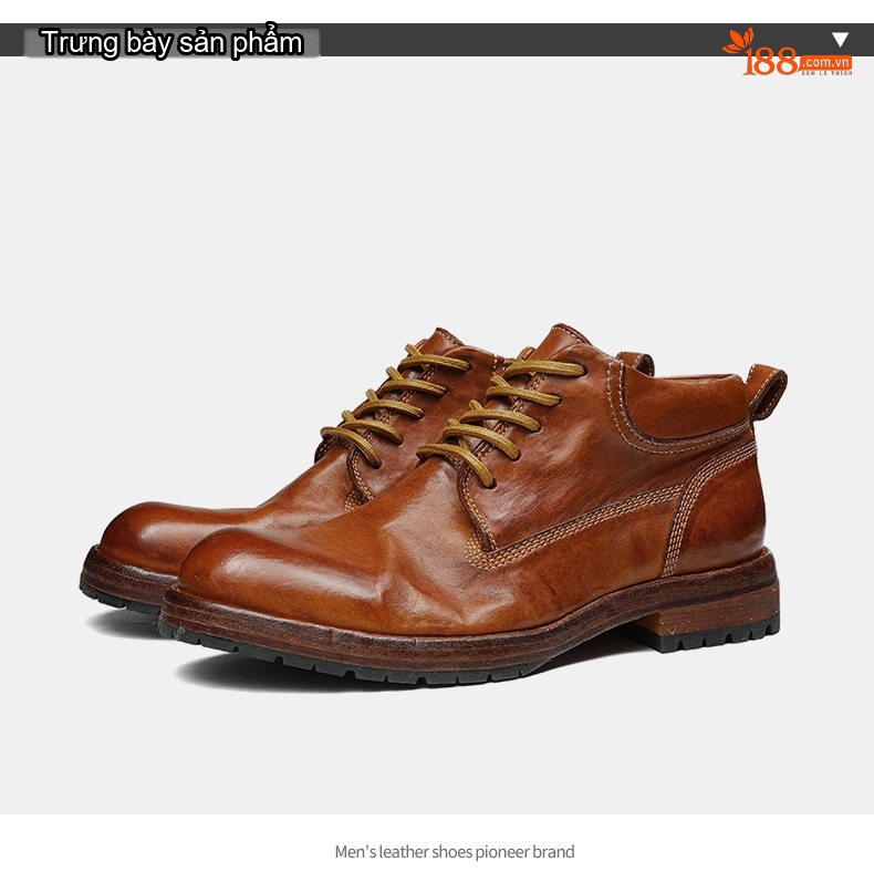 Boot Nam Da Thật Goodyear Cổ Lửng Chiều Cao Đế Khoảng 3cm Màu Nâu Đậm, Đen chi tiết 25