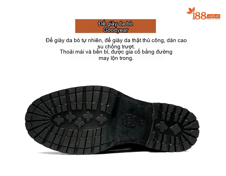 Boot Nam Da Thật Goodyear Cổ Lửng Chiều Cao Đế Khoảng 3cm Màu Nâu Đậm, Đen chi tiết 5