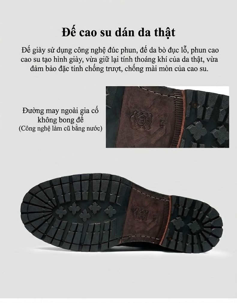 Boot Nam Da Thật Goodyear Cổ Lửng Chiều Cao Đế Khoảng 3cm Màu Nâu Đậm, Đen chi tiết 38