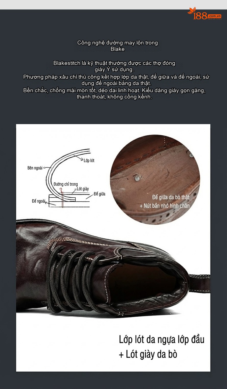 Boot Nam Da Thật Goodyear Cổ Lửng Chiều Cao Đế Khoảng 3cm Màu Nâu Đậm, Đen chi tiết 37