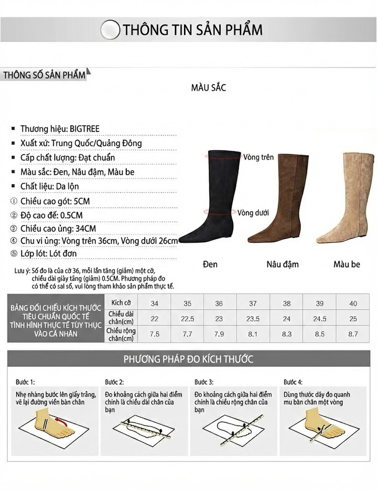 Boot Nữ Cao Cổ Nỉ Đế Xuồng Chiều Cao Đế Khoảng 3cm Phong Cách Hàn Quốc Màu Be, Nâu, Đen chi tiết 1