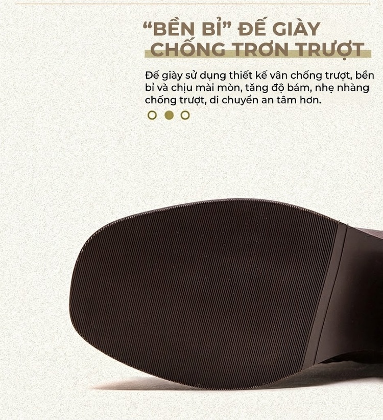 Boot Nữ Cổ Cao Da Bò Phong Cách Anh Quốc Chiều Cao Đế Khoảng 6cm Màu Đen, Nâu chi tiết 5