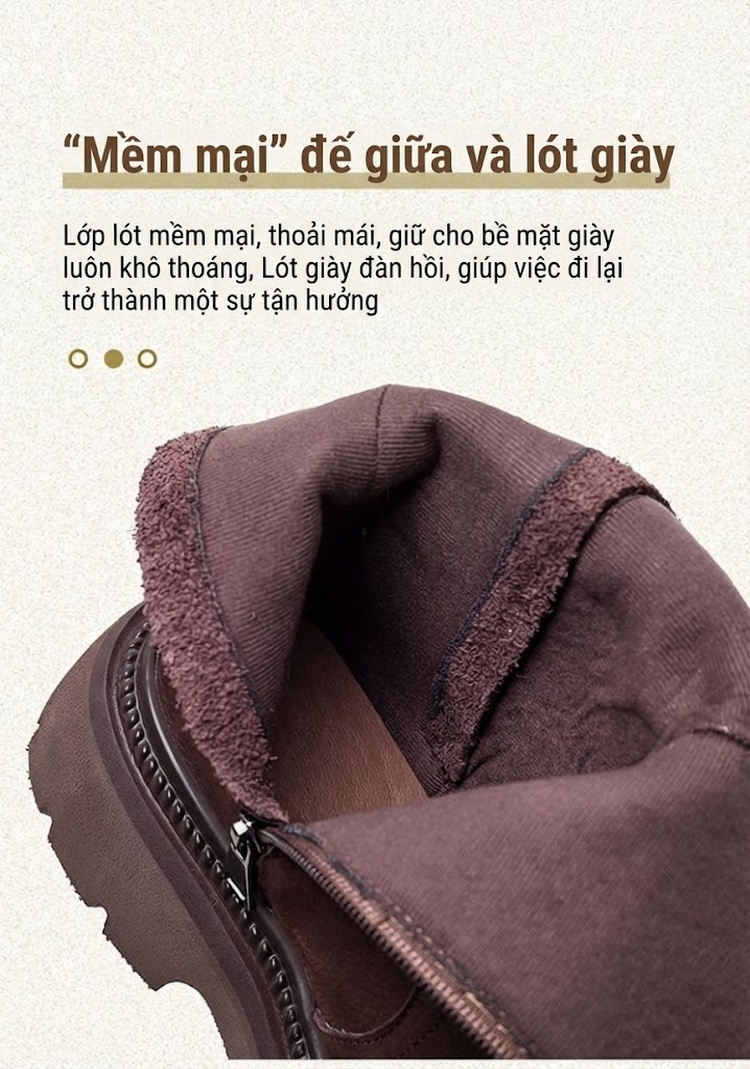 Boot Nữ Cổ Cao Da Mờ Khóa Kéo Bên Hông Phong Cách Retro Chiều Cao Đế Khoảng 5cm Màu Đen, Nâu chi tiết 5