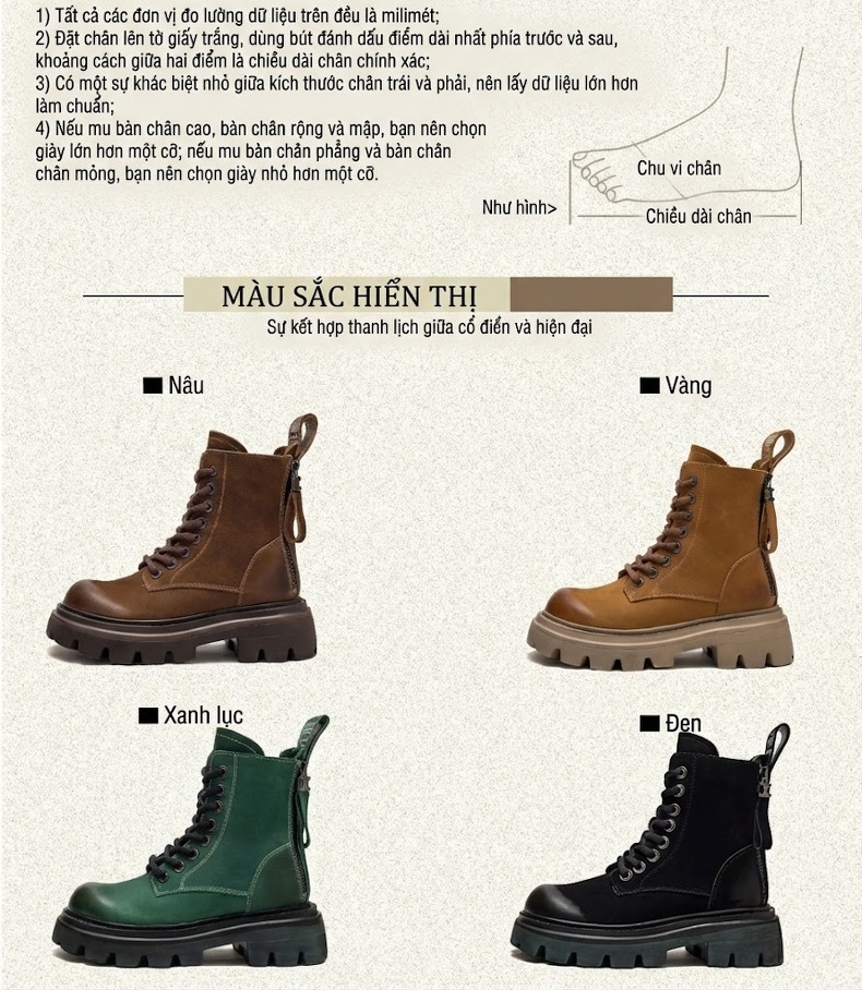 Boot Nữ Cổ Cao Da Mờ Lót Lông Chiều Cao Đế Khoảng 5cm Màu Nâu, Xanh, Đen chi tiết 3