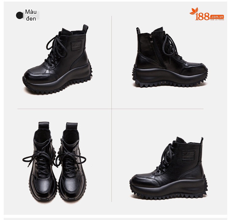 Boot Nữ Cổ Cao Đế Bánh Mì Lót Lông Giữ Ấm Chiều Cao Đế Khoảng 5cm Màu Đen, Nâu chi tiết 18