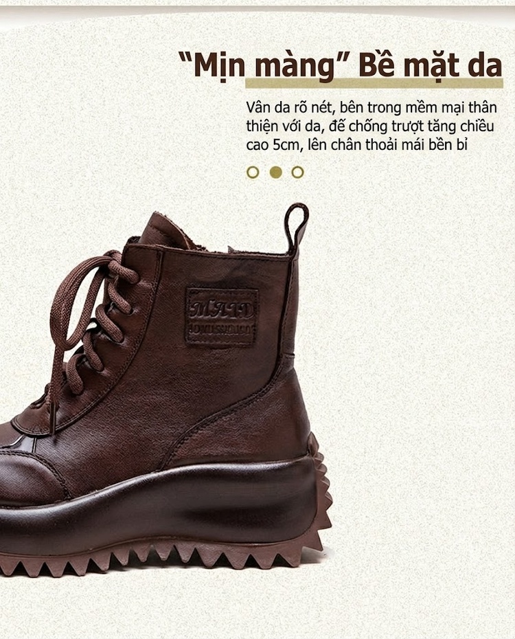 Boot Nữ Cổ Cao Đế Bánh Mì Lót Lông Giữ Ấm Chiều Cao Đế Khoảng 5cm Màu Đen, Nâu chi tiết 3