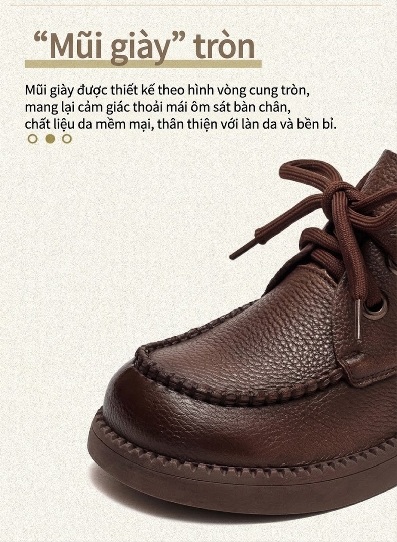 Boot Nữ Cổ Cao Vải Mờ Mũi Tròn Đế Bằng Chiều Cao Đế Khoảng 3cm Màu Nâu, Đen chi tiết 4