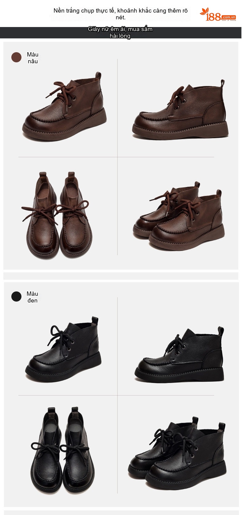 Boot Nữ Cổ Cao Vải Mờ Mũi Tròn Đế Bằng Chiều Cao Đế Khoảng 3cm Màu Nâu, Đen chi tiết 11
