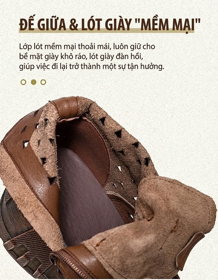 Boot Nữ Cổ Lửng Buộc Dây Da Mờ Lỗ Thoáng Khí Chiều Cao Đế Khoảng 6cm Màu Nâu, Đen, Kem chi tiết 6