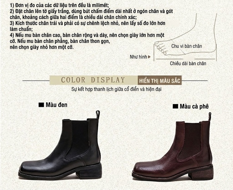 Boot Nữ Cổ Lửng Da Bóng Chiều Cao Đế Khoảng 3cm Màu Đen, Nâu chi tiết 3