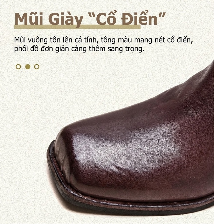 Boot Nữ Cổ Lửng Da Bóng Chiều Cao Đế Khoảng 3cm Màu Đen, Nâu chi tiết 5