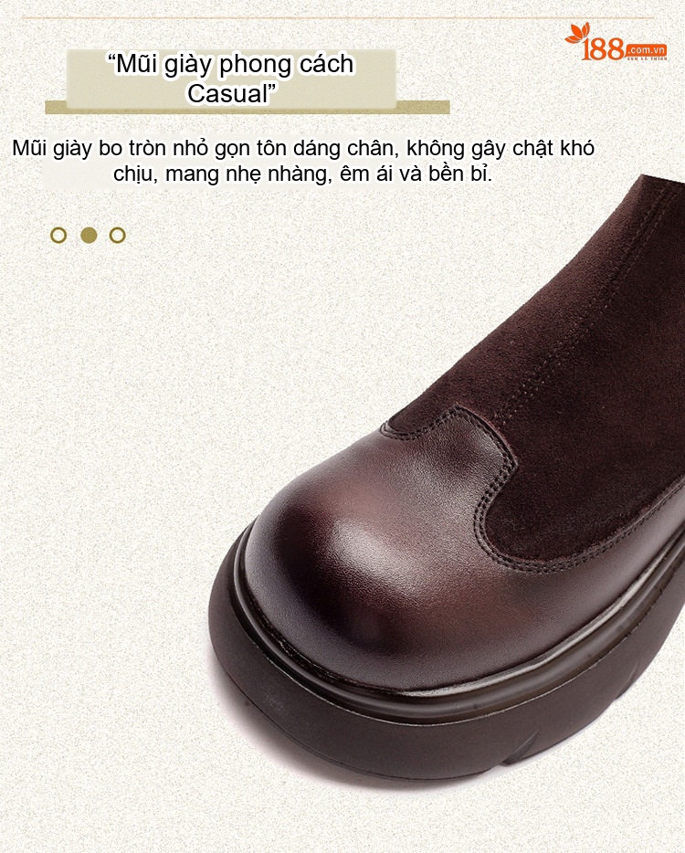 Boot Nữ Cổ Lửng Da Bóng Chiều Cao Đế Khoảng 6cm Phong Cách Retro Màu Đen, Nâu chi tiết 3