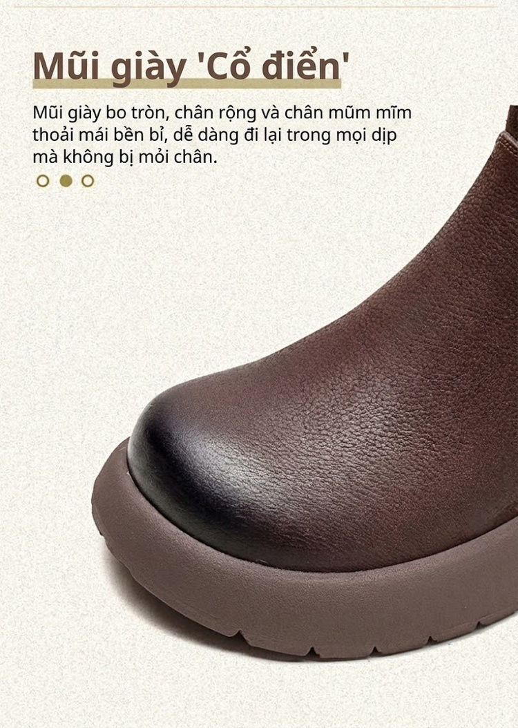 Boot Nữ Cổ Lửng Lót Lông Giữ Ấm Chiều Cao Đế Khoảng 4cm Màu Nâu, Đen, Kem chi tiết 3