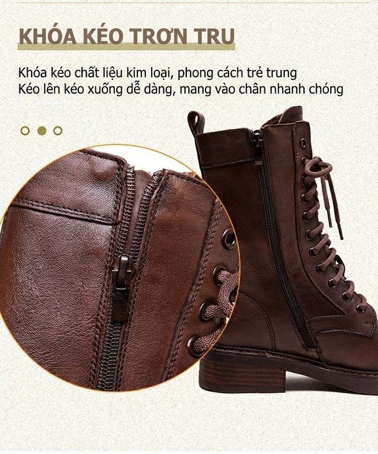 Boot Nữ Cổ Lửng Phong Cách Anh Quốc Giày Motor Chiều Cao Đế Khoảng 3cm Màu Đen, Nâu chi tiết 7