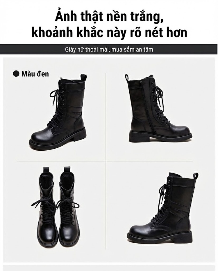 Boot Nữ Cổ Lửng Phong Cách Anh Quốc Giày Motor Chiều Cao Đế Khoảng 3cm Màu Đen, Nâu chi tiết 17