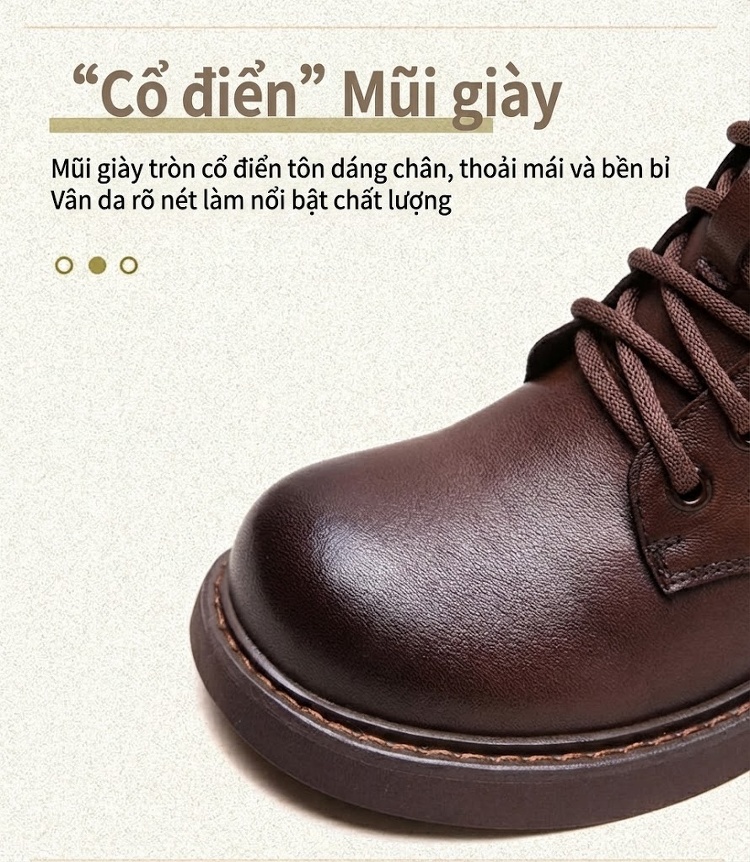 Boot Nữ Cổ Lửng Phong Cách Anh Quốc Giày Motor Chiều Cao Đế Khoảng 3cm Màu Đen, Nâu chi tiết 4