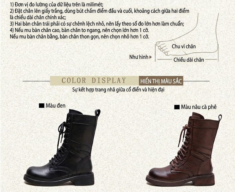 Boot Nữ Cổ Lửng Phong Cách Anh Quốc Giày Motor Chiều Cao Đế Khoảng 3cm Màu Đen, Nâu chi tiết 2