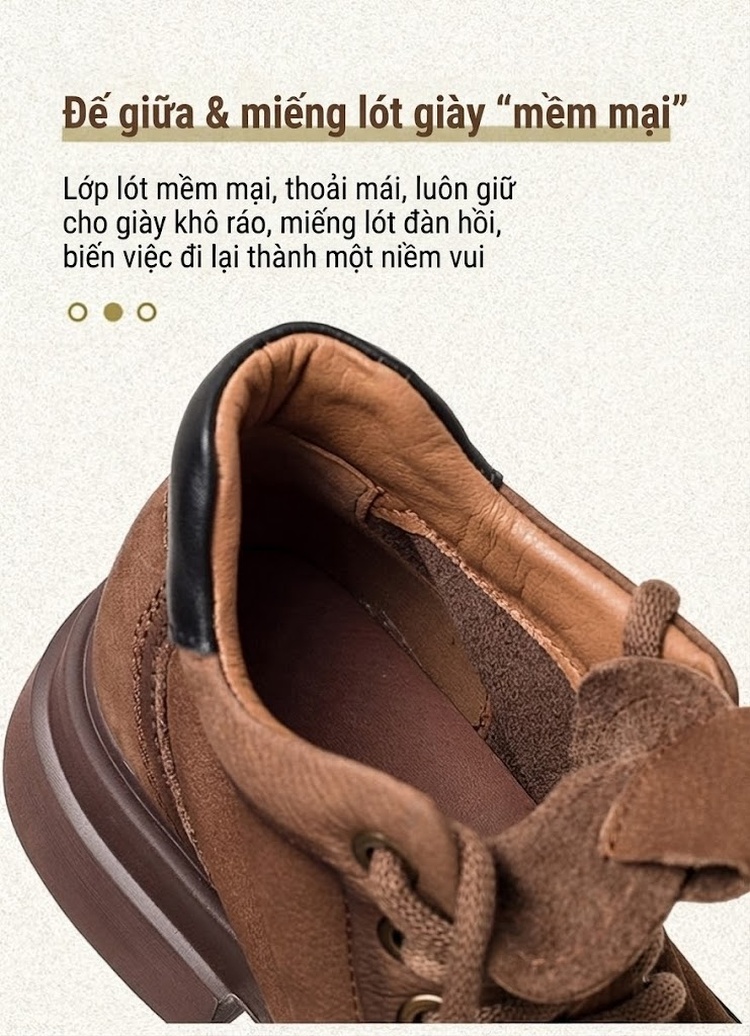 Boot Nữ Cổ Ngắn Da Mờ Buộc Dây Chiều Cao Đế Khoảng 5cm Màu Nâu, Vàng chi tiết 6