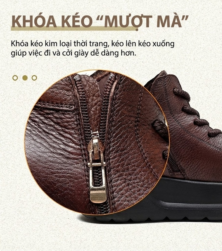 Boot Nữ Cổ Ngắn Đế Dày Chiều Cao Đế Khoảng 5cm Khóa Kéo Bên Hông Lót Lông Giữ Ấm Màu Đen, Nâu chi tiết 7