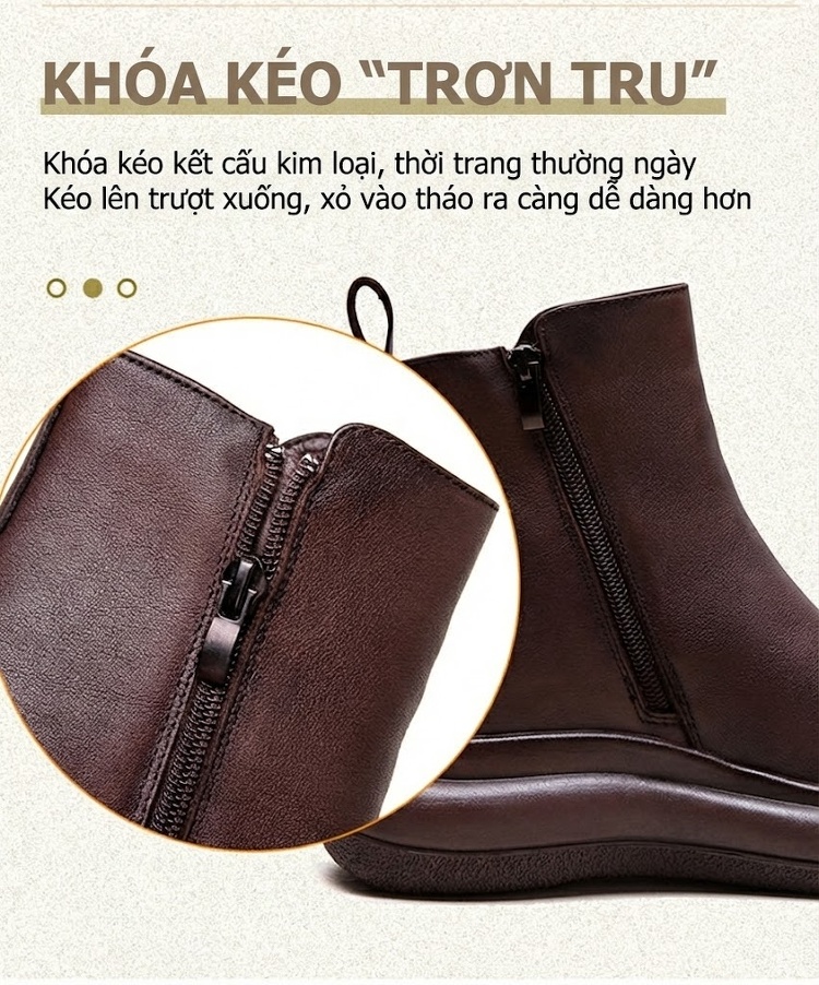 Boot Nữ Cổ Ngắn Đế Dày Phong Cách Retro Chiều Cao Đế Khoảng 5cm Màu Đen, Nâu chi tiết 7