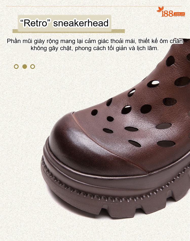 Boot Nữ Cổ Ngắn Họa Tiết Chấm Bi Khoét Lỗ Thời Trang Chiều Cao Đế Khoảng 6cm Màu Đen, Nâu chi tiết 4