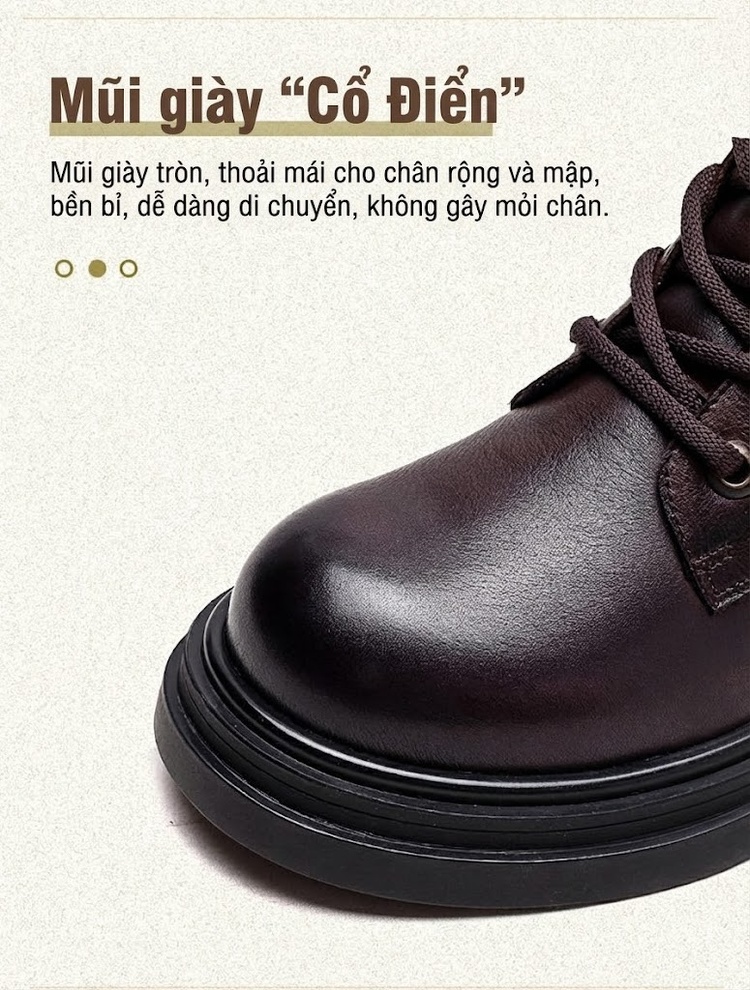 Boot Nữ Cổ Ngắn Lót Lông Cừu Giữ Ấm Chiều Cao Đế Khoảng 4cm Phong Cách Anh Quốc Màu Đen, Nâu chi tiết 4