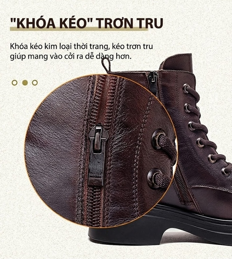 Boot Nữ Cổ Ngắn Lót Lông Cừu Giữ Ấm Chiều Cao Đế Khoảng 4cm Phong Cách Anh Quốc Màu Đen, Nâu chi tiết 7