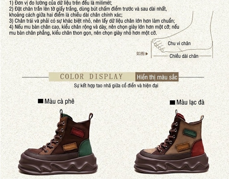 Boot Nữ Cổ Ngắn Phối Màu Chiều Cao Đế Khoảng 6cm chi tiết 2