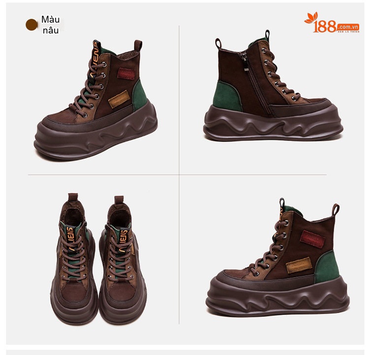 Boot Nữ Cổ Ngắn Phối Màu Chiều Cao Đế Khoảng 6cm chi tiết 18