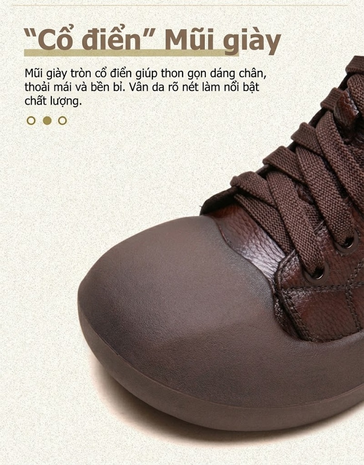 Boot Nữ Cổ Ngắn Thiết Kế Retro Anh Quốc Da Mờ Chiều Cao Đế Khoảng 4cm Màu Đen, Nâu chi tiết 5