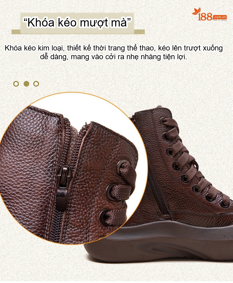Boot Nữ Cổ Ngắn Thiết Kế Retro Anh Quốc Da Mờ Chiều Cao Đế Khoảng 4cm Màu Đen, Nâu chi tiết 8