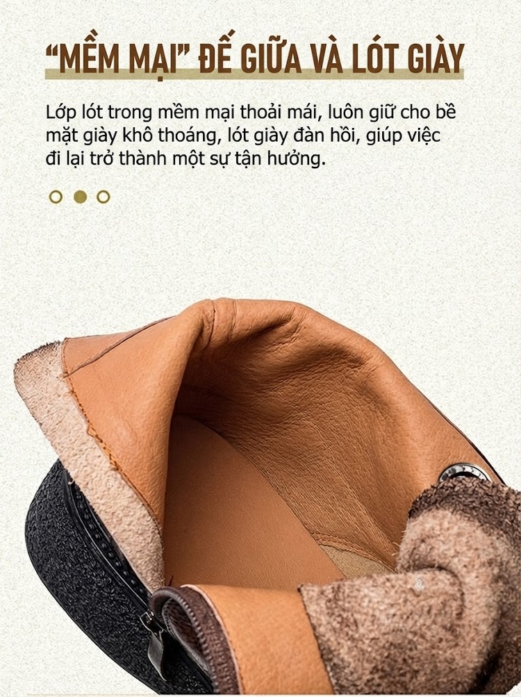 Boot Nữ Cổ Thấp Da Bò Cột Dây Chiều Cao Đế Khoảng 3cm Phong Cách Retro Màu Nâu, Đen chi tiết 6