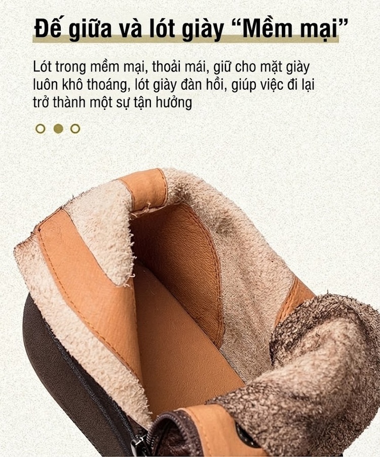 Boot Nữ Cổ Thấp Da Bò Khóa Bên Hông Chiều Cao Đế Khoảng 4cm Màu Nâu chi tiết 6