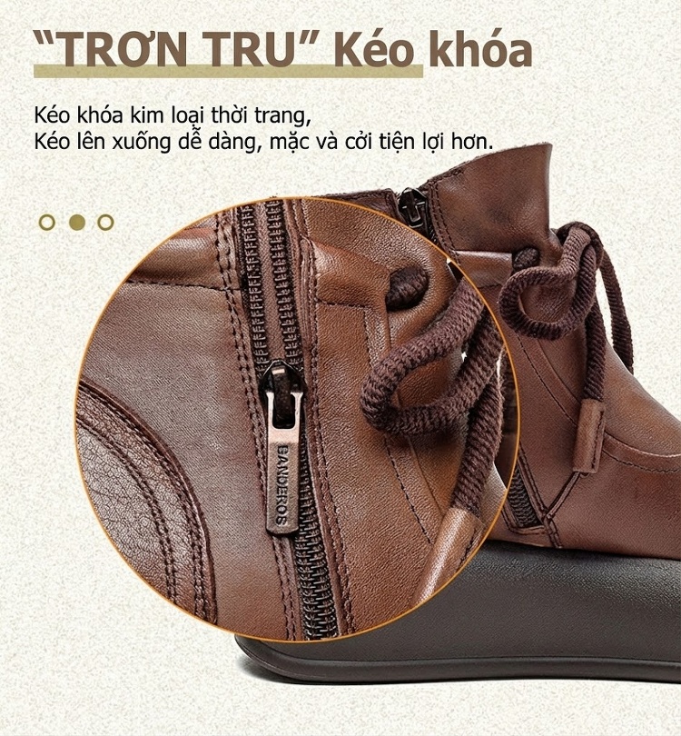 Boot Nữ Da Bò Cổ Điển Chiều Cao Đế Khoảng 5cm Màu Nâu, Đen chi tiết 6