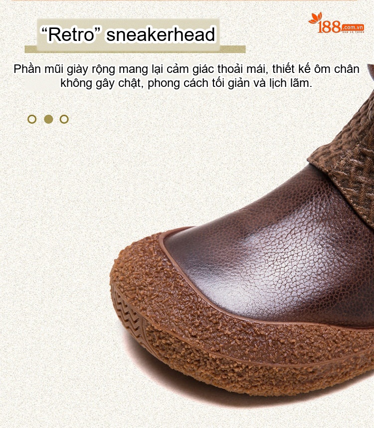 Boot Nữ Da Bò Cổ Điển Khóa Kéo Bên Hông Chiều Cao Đế Khoảng 3cm Màu Nâu, Xanh Rêu chi tiết 4
