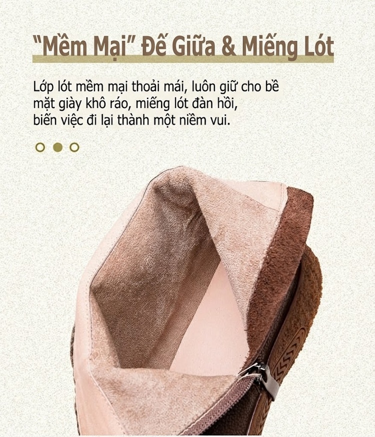 Boot Nữ Da Bò Cổ Điển Khóa Kéo Bên Hông Chiều Cao Đế Khoảng 3cm Màu Nâu, Xanh Rêu chi tiết 6