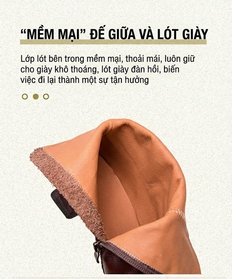 Boot Nữ Da Bò Cổ Lửng Chiều Cao Đế Khoảng 3cm Màu Đen, Nâu chi tiết 7