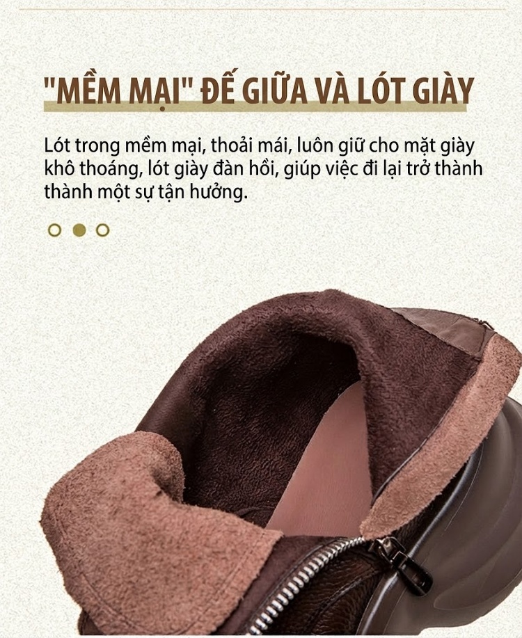 Boot Nữ Da Bò Cổ Lửng Dây Buộc Chiều Cao Đế Khoảng 6cm Màu Đen, Nâu chi tiết 6