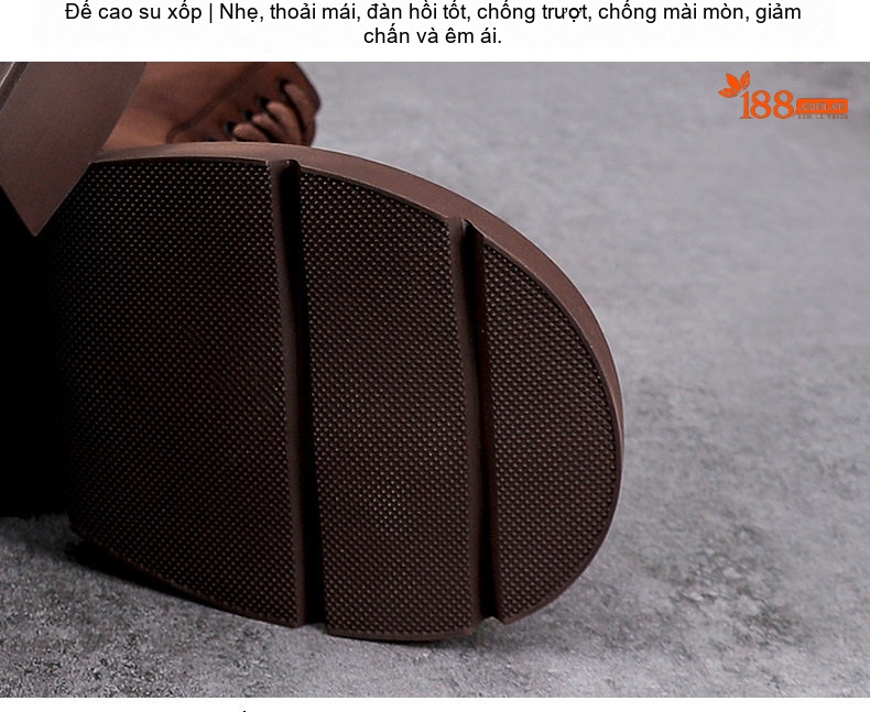 Boot Nữ Da Bò Cổ Lửng Dây Buộc Phong Cách Retro Anh Quốc Chiều Cao Đế Khoảng 5cm Màu Nâu, Đen chi tiết 7