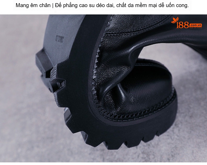 Boot Nữ Da Bò Cổ Lửng Đế Bánh Mì Chiều Cao Đế Khoảng 5cm Phong Cách Anh Quốc Màu Đen, Nâu chi tiết 8