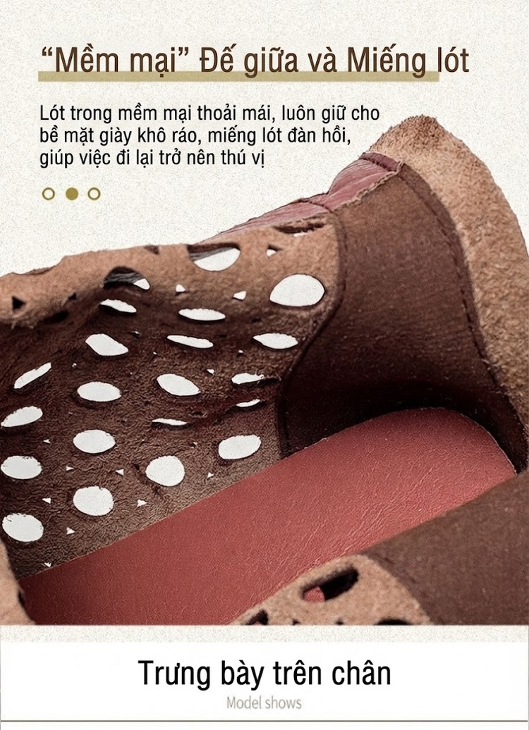 Boot Nữ Da Bò Cổ Lửng Đế Xuồng Chiều Cao Đế Khoảng 5cm Thiết Kế Khoét Lỗ Màu Nâu, Đen, Kem... chi tiết 7